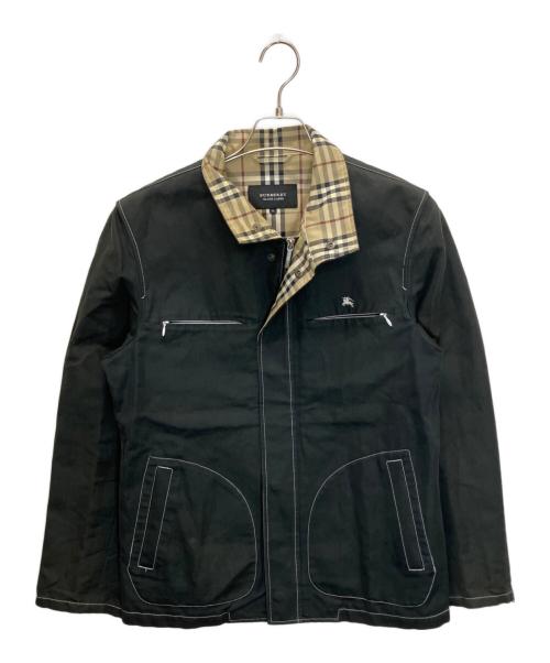 BURBERRY BLACK LABEL（バーバリーブラックレーベル）BURBERRY BLACK LABEL (バーバリーブラックレーベル) BMP73-682-09　ホワイトステッチジャケット ブラック×ホワイト サイズ:Mの古着・服飾アイテム