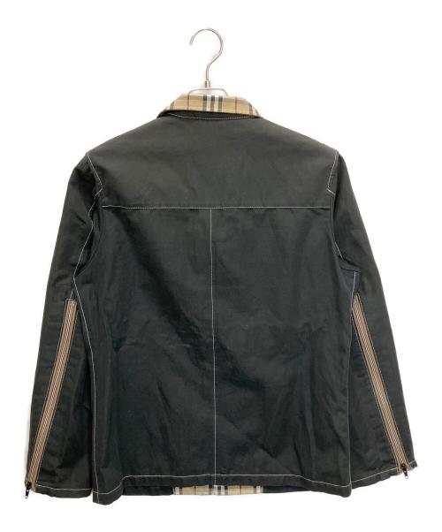 BURBERRY BLACK LABEL（バーバリーブラックレーベル）BURBERRY BLACK LABEL (バーバリーブラックレーベル) BMP73-682-09　ホワイトステッチジャケット ブラック×ホワイト サイズ:Mの古着・服飾アイテム