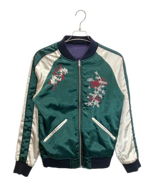 TAKEO KIKUCHI（タケオキクチ）TAKEO KIKUCHI (タケオキクチ) スカジャン グリーン×ホワイト サイズ:3の古着・服飾アイテム