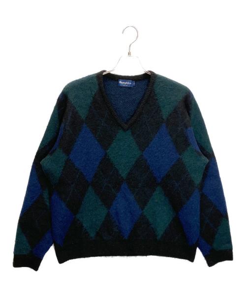 Gymphlex（ジムフレックス）Gymphlex (ジムフレックス) 厚手ニット ブルー×ブラック サイズ:Lの古着・服飾アイテム