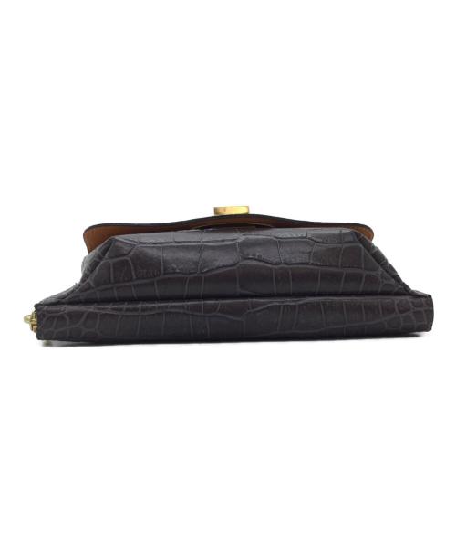 Accessoires（アクセソワ）Accessoires (アクセソワ) クロコ型押しショルダーウォレット ダークグレー×ゴールドの古着・服飾アイテム