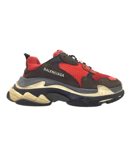 BALENCIAGA（バレンシアガ）BALENCIAGA (バレンシアガ) Triple S レッド×ブラウン サイズ:UK6、EUR40、USA7、JP26.5の古着・服飾アイテム