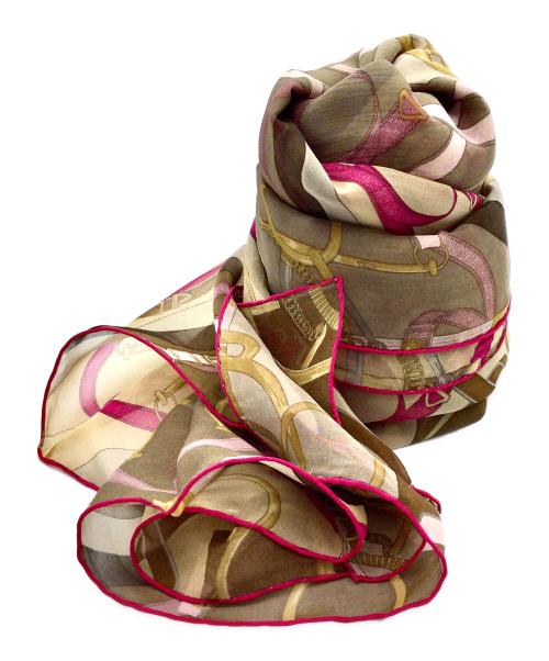 HERMES（エルメス）HERMES (エルメス) ストール ブラウン×パープルの古着・服飾アイテム