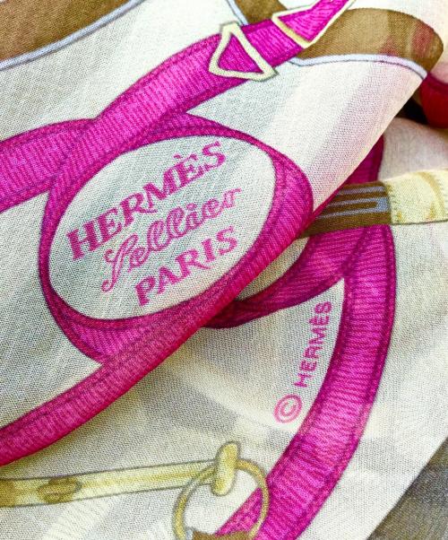 HERMES（エルメス）HERMES (エルメス) ストール ブラウン×パープルの古着・服飾アイテム