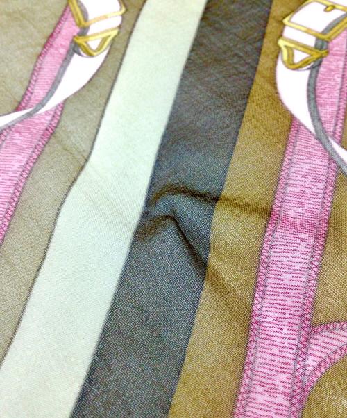 HERMES（エルメス）HERMES (エルメス) ストール ブラウン×パープルの古着・服飾アイテム