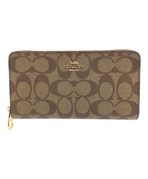 COACH（コーチ）COACH (コーチ) ジップ アラウンド ウォレット ブラウンの古着・服飾アイテム