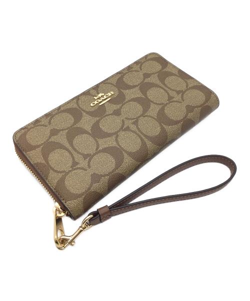 COACH（コーチ）COACH (コーチ) ジップ アラウンド ウォレット ブラウンの古着・服飾アイテム
