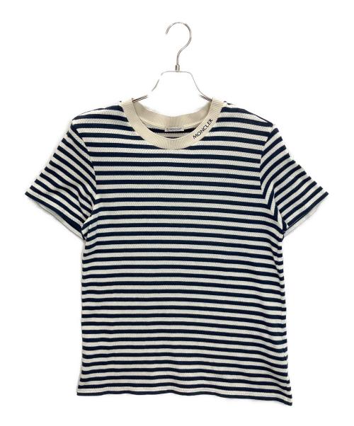 MONCLER（モンクレール）MONCLER (モンクレール) J10938C00017　半袖カットソー ネイビー×ホワイト サイズ:Lの古着・服飾アイテム