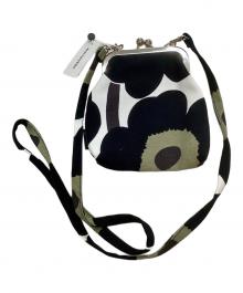 marimekko（マリメッコ）の古着「がま口バッグ」｜ホワイト×ブラック