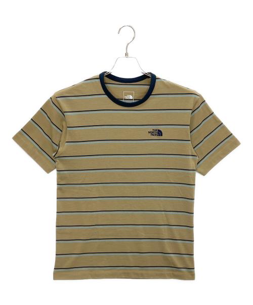 THE NORTH FACE（ザ ノース フェイス）THE NORTH FACE (ザ ノース フェイス) NT12396　半袖カットソー ベージュ×ネイビー サイズ:Sの古着・服飾アイテム