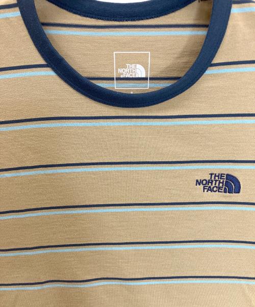 THE NORTH FACE（ザ ノース フェイス）THE NORTH FACE (ザ ノース フェイス) NT12396　半袖カットソー ベージュ×ネイビー サイズ:Sの古着・服飾アイテム