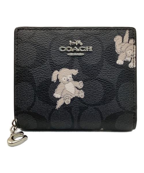 COACH（コーチ）COACH (コーチ) 2つ折り財布 ブラック×ベージュの古着・服飾アイテム