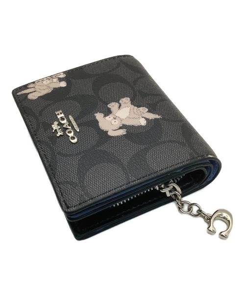 COACH（コーチ）COACH (コーチ) 2つ折り財布 ブラック×ベージュの古着・服飾アイテム