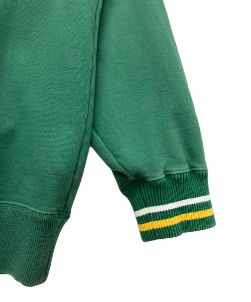 X-LARGE（エクストララージ）X-LARGE (エクストララージ) 101223012007　STRIPED SLEEVE TEAM LOGO CREWNECK SWEAT グリーン×イエロー サイズ:XLの古着・服飾アイテム