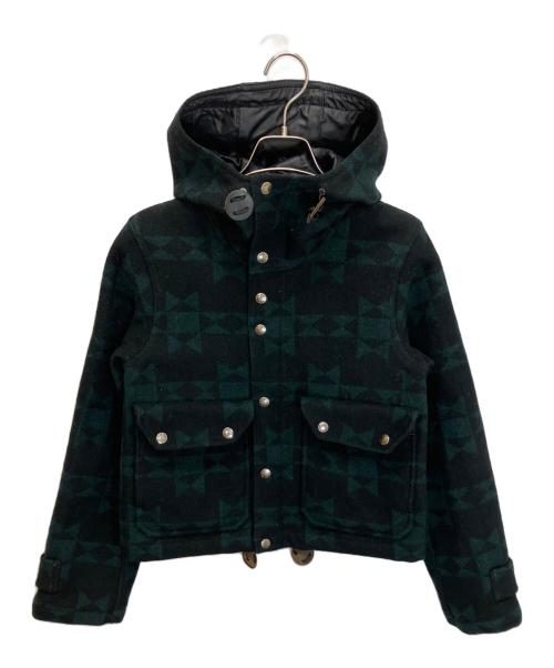 THE NORTHFACE PURPLELABEL（ザ・ノースフェイス パープルレーベル）THE NORTHFACE PURPLELABEL (ザ・ノースフェイス パープルレーベル) NPW2072N　ショートウールジャケット グリーン×ブラック サイズ:Sの古着・服飾アイテム