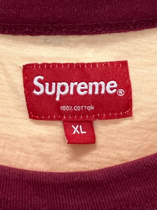 SUPREME（シュプリーム）SUPREME (シュプリーム) リンガーTシャツ ピンク×ボルドー サイズ:XLの古着・服飾アイテム