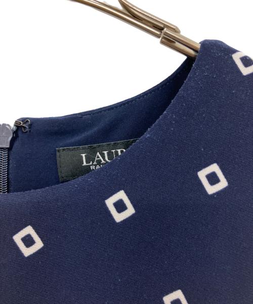 LAUREN RALPH LAUREN（ローレン ラルフ ローレン）LAUREN RALPH LAUREN (ローレン ラルフ ローレン) ノースリーブ・キャミソールワンピース ネイビー×ホワイトの古着・服飾アイテム