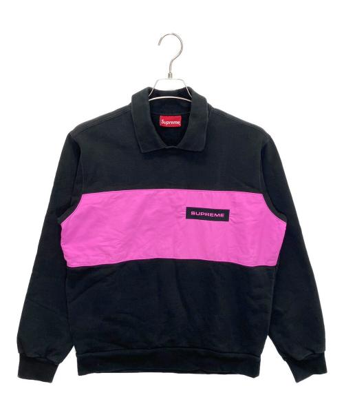 SUPREME（シュプリーム）SUPREME (シュプリーム) ポロクルーネックスウェット ブラック×ピンク サイズ:Mの古着・服飾アイテム