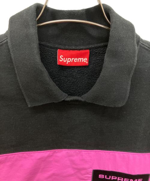 SUPREME（シュプリーム）SUPREME (シュプリーム) ポロクルーネックスウェット ブラック×ピンク サイズ:Mの古着・服飾アイテム
