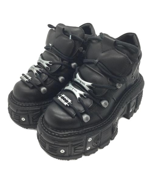 NEWROCK（ニューロック）NEWROCK (ニューロック) 厚底ブーツ M-TANK106-C2 ブラック サイズ:37の古着・服飾アイテム