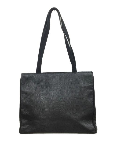 Salvatore Ferragamo（サルヴァトーレ フェラガモ）Salvatore Ferragamo (サルヴァトーレ フェラガモ) 型押しトートバッグ ブラック×ゴールドの古着・服飾アイテム
