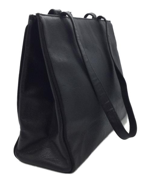 Salvatore Ferragamo（サルヴァトーレ フェラガモ）Salvatore Ferragamo (サルヴァトーレ フェラガモ) 型押しトートバッグ ブラック×ゴールドの古着・服飾アイテム