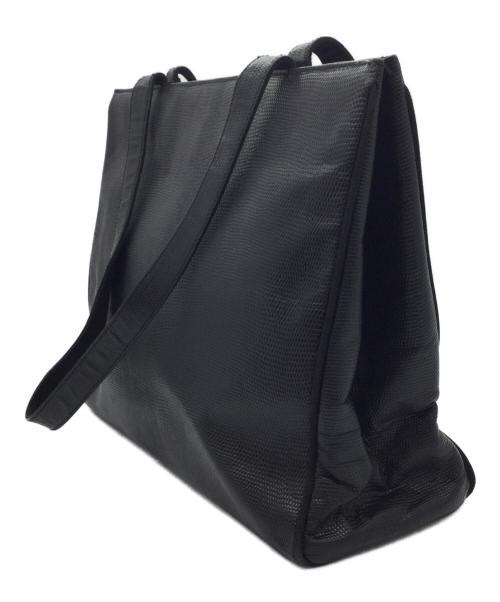 Salvatore Ferragamo（サルヴァトーレ フェラガモ）Salvatore Ferragamo (サルヴァトーレ フェラガモ) 型押しトートバッグ ブラック×ゴールドの古着・服飾アイテム