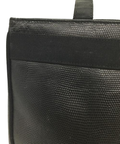 Salvatore Ferragamo（サルヴァトーレ フェラガモ）Salvatore Ferragamo (サルヴァトーレ フェラガモ) 型押しトートバッグ ブラック×ゴールドの古着・服飾アイテム