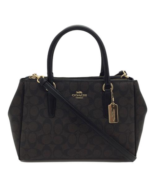COACH（コーチ）COACH (コーチ) 2WAYバッグ ダークブラウン×ブラックの古着・服飾アイテム