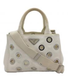 PRADA（プラダ）の古着「トートバッグ」｜ホワイト×シルバー