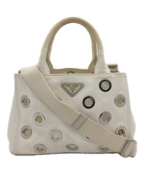 PRADA（プラダ）PRADA (プラダ) トートバッグ ホワイト×シルバーの古着・服飾アイテム