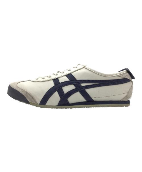 Onitsuka Tiger（オニツカタイガー）Onitsuka Tiger (オニツカタイガー) MEXICO'66 ホワイト×ネイビー サイズ:CM27.5、EURO43.5、US9 1/2、UK8 1/2、BR41、CN275(2.5)の古着・服飾アイテム