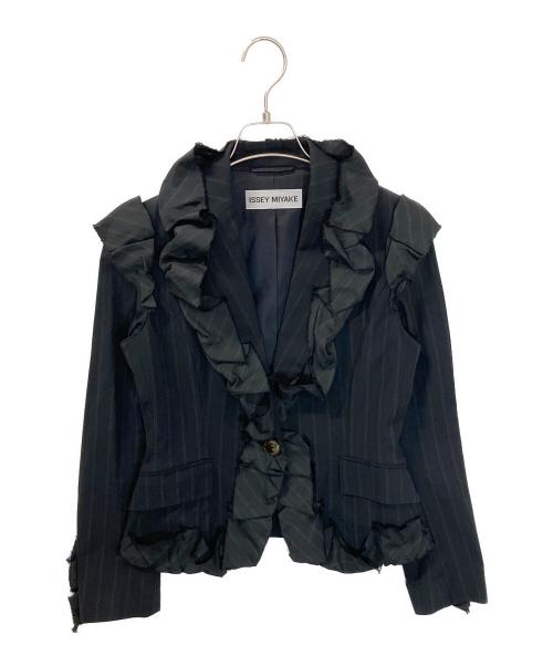 ISSEY MIYAKE（イッセイミヤケ）ISSEY MIYAKE (イッセイミヤケ) IM53FD506　ストライプジャケット ブラック サイズ:1の古着・服飾アイテム