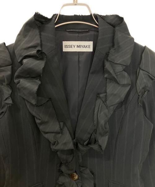 ISSEY MIYAKE（イッセイミヤケ）ISSEY MIYAKE (イッセイミヤケ) IM53FD506　ストライプジャケット ブラック サイズ:1の古着・服飾アイテム