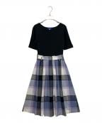 BLUE LABEL CRESTBRIDGEブルーレーベルクレストブリッジ）の古着「55J80-579-23　半袖ワンピース」｜ネイビー×パープル