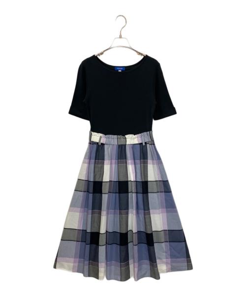 BLUE LABEL CRESTBRIDGE（ブルーレーベルクレストブリッジ）BLUE LABEL CRESTBRIDGE (ブルーレーベルクレストブリッジ) 55J80-579-23　半袖ワンピース ネイビー×パープル サイズ:38の古着・服飾アイテム