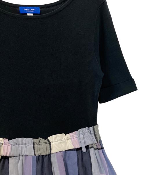BLUE LABEL CRESTBRIDGE（ブルーレーベルクレストブリッジ）BLUE LABEL CRESTBRIDGE (ブルーレーベルクレストブリッジ) 55J80-579-23　半袖ワンピース ネイビー×パープル サイズ:38の古着・服飾アイテム