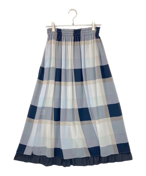 BLUE LABEL CRESTBRIDGE（ブルーレーベルクレストブリッジ）BLUE LABEL CRESTBRIDGE (ブルーレーベルクレストブリッジ) 55S04-518-29　スカート グレー×ネイビー サイズ:36の古着・服飾アイテム
