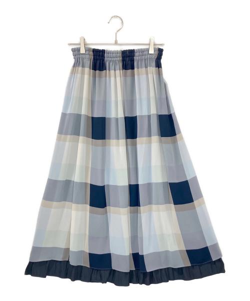BLUE LABEL CRESTBRIDGE（ブルーレーベルクレストブリッジ）BLUE LABEL CRESTBRIDGE (ブルーレーベルクレストブリッジ) 55S04-518-29　スカート グレー×ネイビー サイズ:36の古着・服飾アイテム
