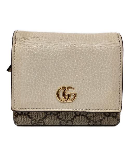 GUCCI（グッチ）GUCCI (グッチ) 3つ折り財布 ベージュ×グレーの古着・服飾アイテム