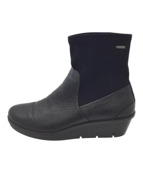 ECCO（エコー）ECCO (エコー) ショートブーツ ブラック サイズ:EU37,US6、UK4.5、CN235(2)の古着・服飾アイテム
