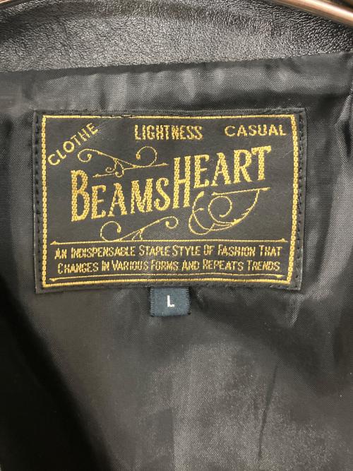BEAMS HEART（ビームスハート）BEAMS HEART (ビームスハート) 42-18-0075-639　フェイクレザーブルゾン ブラック サイズ:Lの古着・服飾アイテム