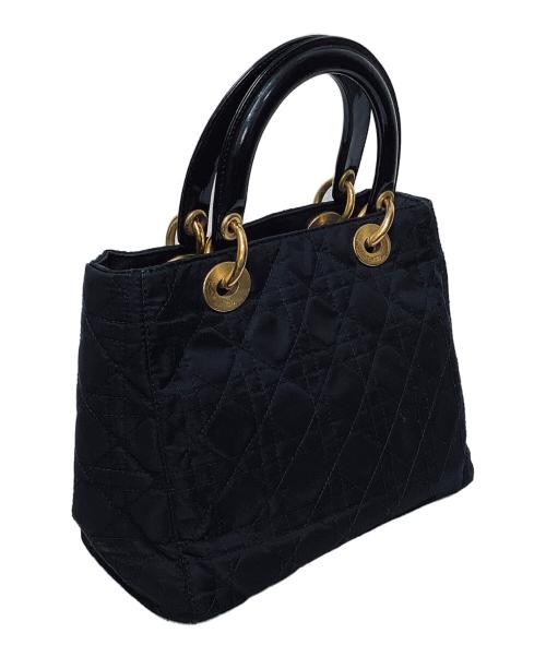 Christian Dior（クリスチャン ディオール）Christian Dior (クリスチャン ディオール) カナージュハンドバッグ ブラック×ゴールドの古着・服飾アイテム