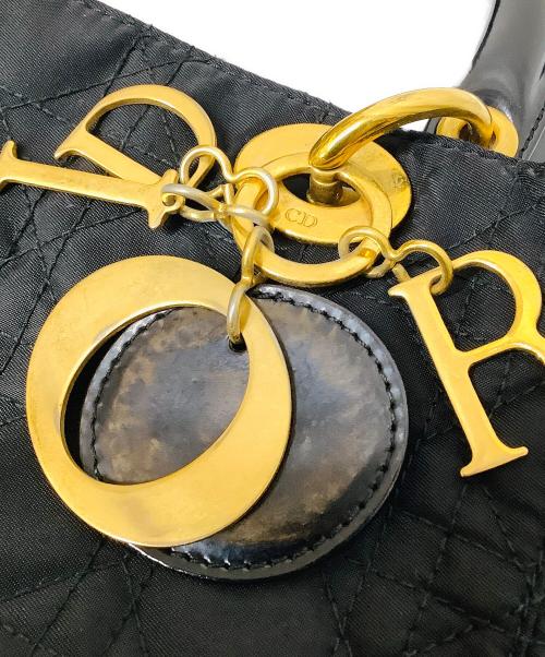 Christian Dior（クリスチャン ディオール）Christian Dior (クリスチャン ディオール) カナージュハンドバッグ ブラック×ゴールドの古着・服飾アイテム