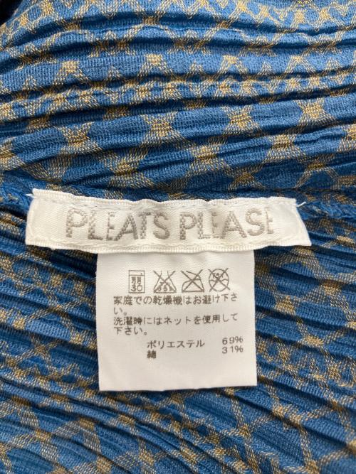 PLEATS PLEASE（プリーツプリーズ）PLEATS PLEASE (プリーツプリーズ) PP33-JA701 ショールカラージャケット ブルー サイズ:3の古着・服飾アイテム