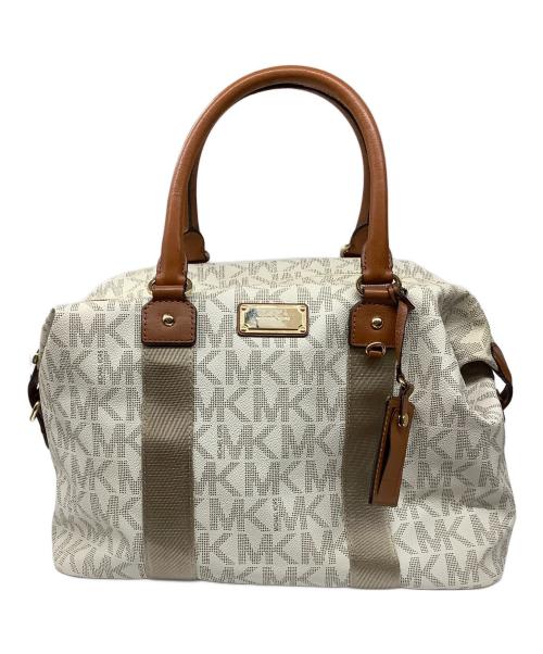 MICHAEL KORS（マイケルコース）MICHAEL KORS (マイケルコース) ボストンバッグ ホワイト×ブラウンの古着・服飾アイテム