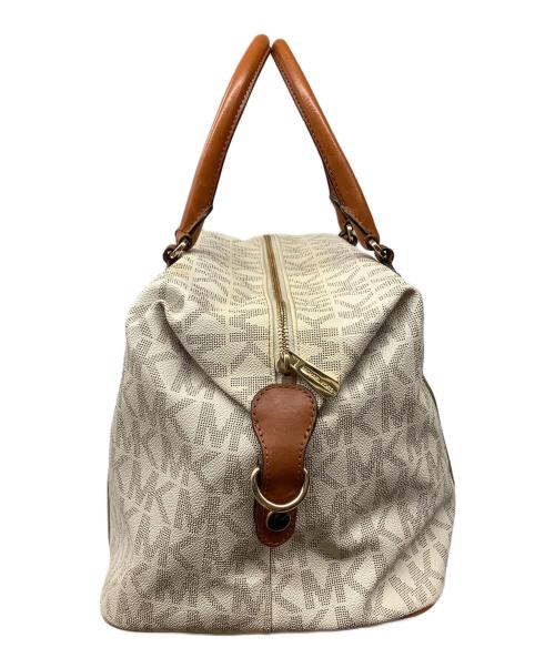 MICHAEL KORS（マイケルコース）MICHAEL KORS (マイケルコース) ボストンバッグ ホワイト×ブラウンの古着・服飾アイテム