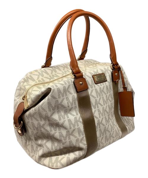MICHAEL KORS（マイケルコース）MICHAEL KORS (マイケルコース) ボストンバッグ ホワイト×ブラウンの古着・服飾アイテム