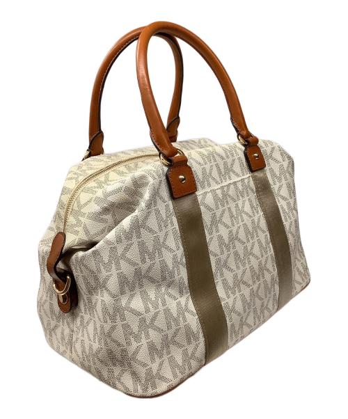MICHAEL KORS（マイケルコース）MICHAEL KORS (マイケルコース) ボストンバッグ ホワイト×ブラウンの古着・服飾アイテム