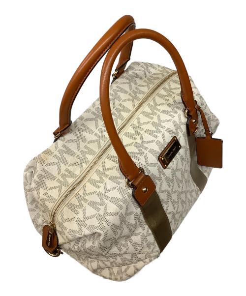 MICHAEL KORS（マイケルコース）MICHAEL KORS (マイケルコース) ボストンバッグ ホワイト×ブラウンの古着・服飾アイテム